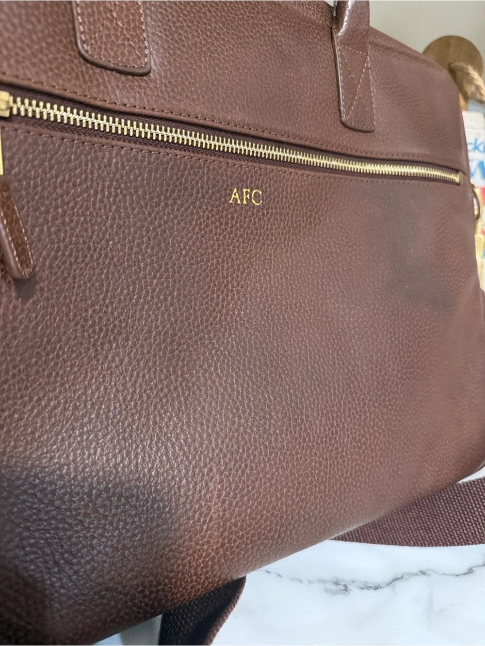Like NWOT Mark & Graham Harvey Brown Leather Men’s Briefcase with monogram AFC
